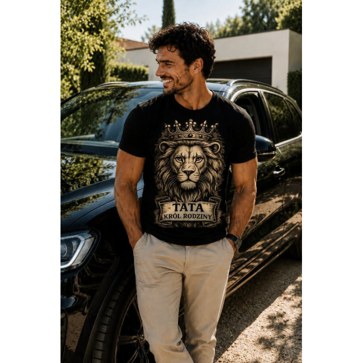 T-shirt Koszulka dla Taty | Prezent na Dzień Taty, urodziny i święta -   Tata król rodziny