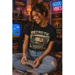 T-shirt Koszulka | Prezent na urodziny i święta - Retro TV 1991 (Colorful stripes)