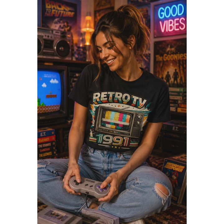 T-shirt Koszulka | Prezent na urodziny i święta - Retro TV 1991 (Colorful stripes)