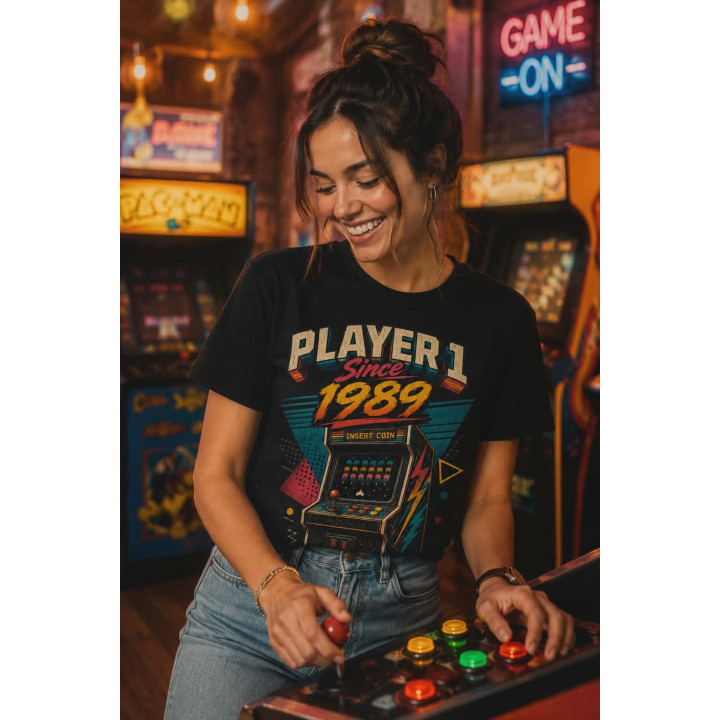 T-shirt Koszulka | Prezent na urodziny i święta - Player 1 since 1989 (Arcade)